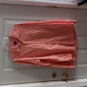 GAP classic fit men's orange and white button down shirt
